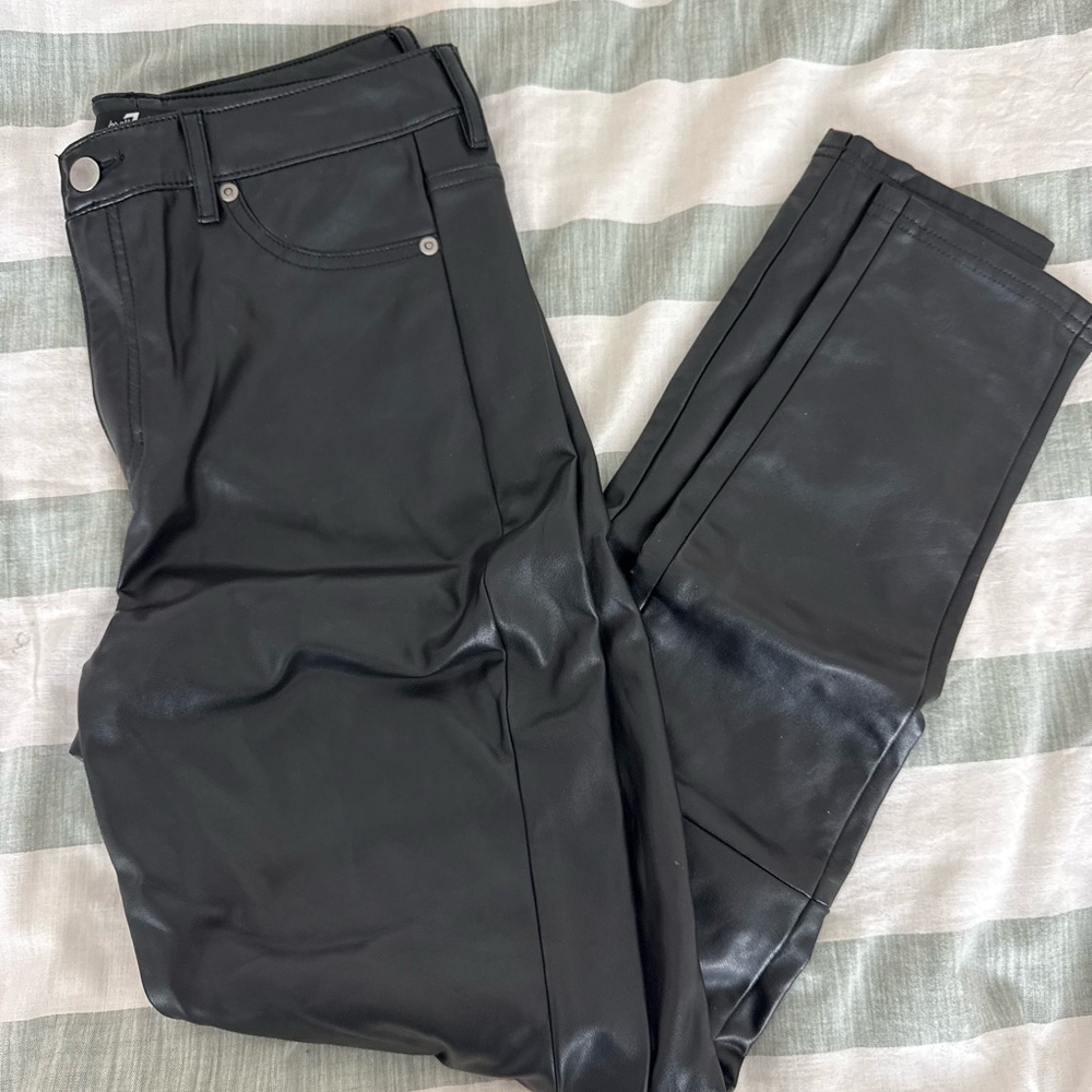 Chic Black Faux Leather Trousers